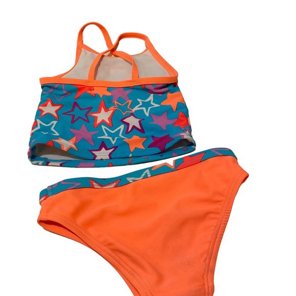 Wonder Nation Girls 12M Orange & Blue Two Piece Bathing Suit - Picture 2 of 10